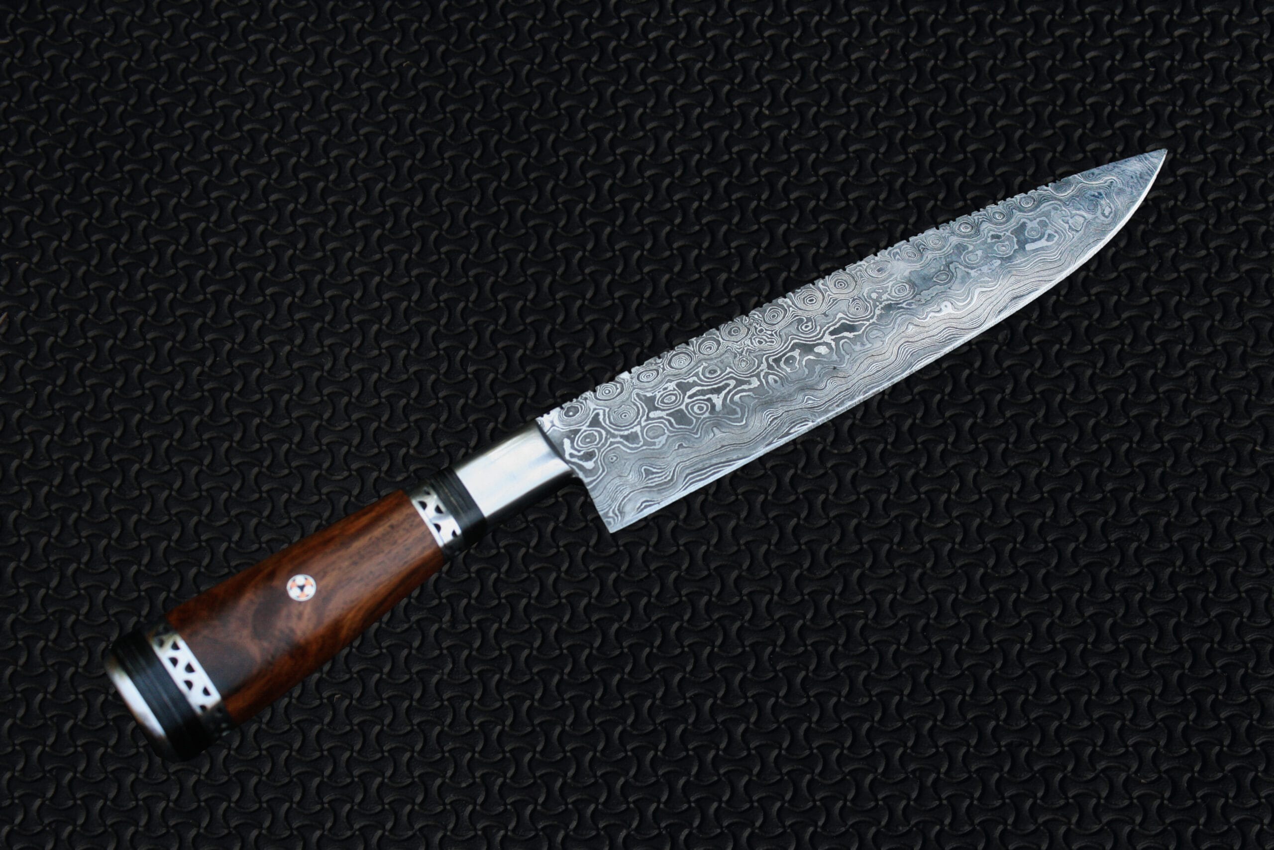 12 inches Damascus Steel Handmade Beautiful kitchen knife walnut Wood