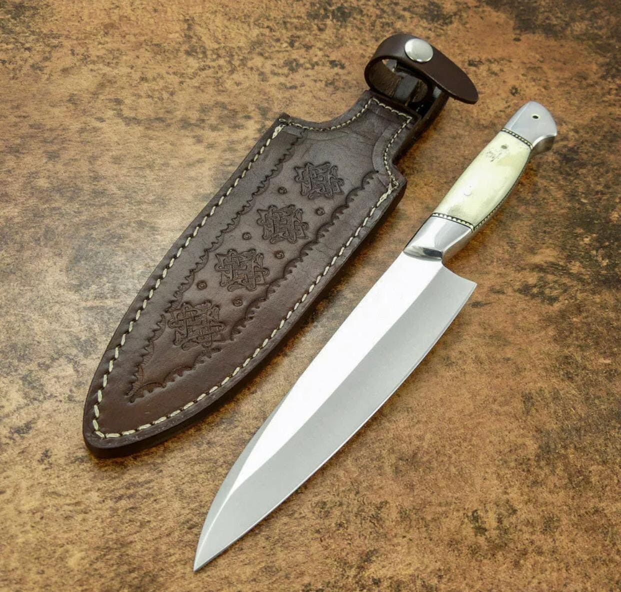 Hand chef knife with bone Handle