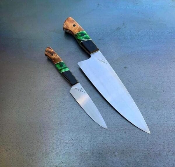 Custom Hand Chef knives set with 1095 steel blade